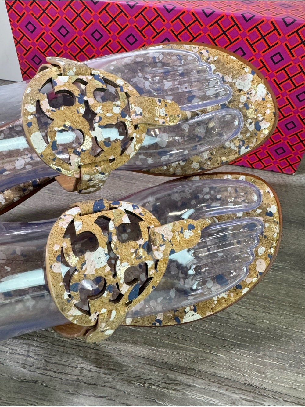 Tory Burch Miller Welt Confetti Cork Thong Sandals size 8 RARE - Picture 4 of 7